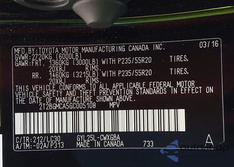 2016 Lexus Rx 450H F Sport z USA, uszkodzony, nr VIN 2T2BGMCA5GC005108